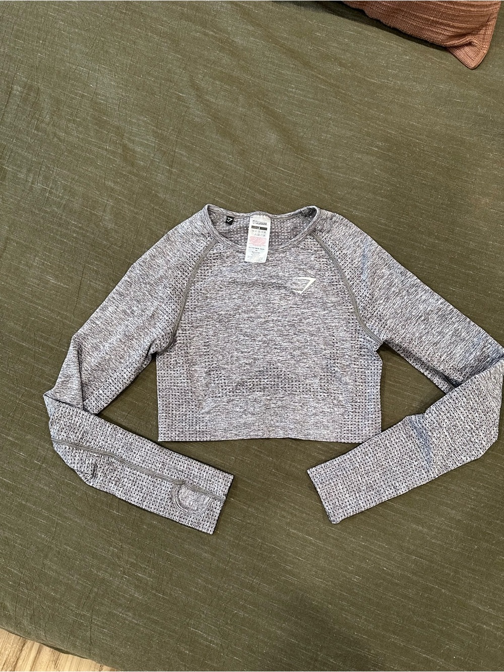 Gymshark Heather Grey Long Sleeve Cropped Seamless Top